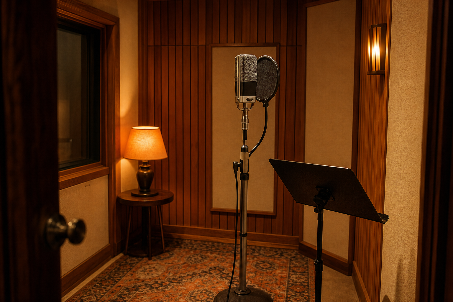 Cabina voce con microfono a nastro vintage